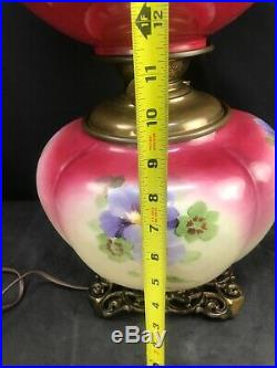 Antique Pittsburgh Success GWTW Oil Lamp Gone With The Wind Hand Painted Glass