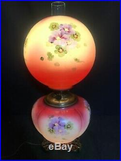 Antique Pittsburgh Success GWTW Oil Lamp Gone With The Wind Hand Painted Glass