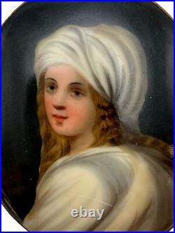 Antique Porcelain Brooch Hand Painted Beatrice Cenci Portrait Miniature Plaque