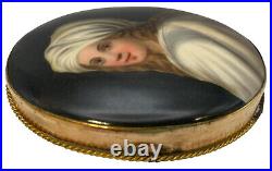 Antique Porcelain Brooch Hand Painted Beatrice Cenci Portrait Miniature Plaque