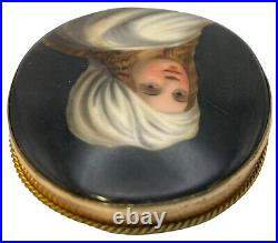 Antique Porcelain Brooch Hand Painted Beatrice Cenci Portrait Miniature Plaque