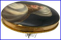 Antique Porcelain Brooch Hand Painted Beatrice Cenci Portrait Miniature Plaque