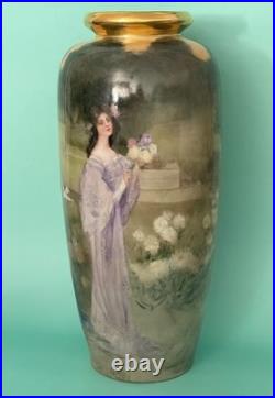 Antique Porcelain Portrait Vase Hand Painted with Beautiful Women Austria 17