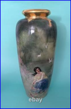 Antique Porcelain Portrait Vase Hand Painted with Beautiful Women Austria 17
