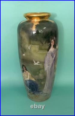Antique Porcelain Portrait Vase Hand Painted with Beautiful Women Austria 17