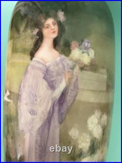 Antique Porcelain Portrait Vase Hand Painted with Beautiful Women Austria 17
