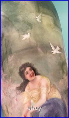 Antique Porcelain Portrait Vase Hand Painted with Beautiful Women Austria 17