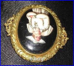 Antique Portrait Brooch Hand Painted Porcelain Cameo Large Victorian Holy Man