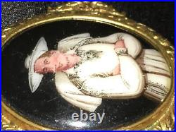 Antique Portrait Brooch Hand Painted Porcelain Cameo Large Victorian Holy Man
