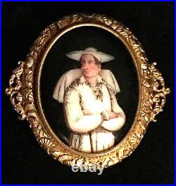 Antique Portrait Brooch Hand Painted Porcelain Cameo Large Victorian Holy Man