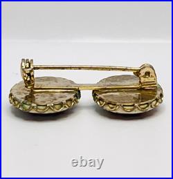 Antique Portrait Brooch Victorian Engagement Wedding Pin Hand-Painted Porcelain