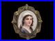 Antique Portrait Cameo Brooch Hand Painted Porcelain With Gold Tone Frame 1800s