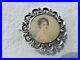 Antique Portrait Miniature Sterling Silver Pin Hand Painted Painting Under Glass