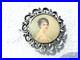 Antique Portrait Miniature Sterling Silver Pin Hand Painted Under Glass Estate