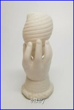 Antique Pottery Parian Ware Victorian Right Child's Hand Vase 5.25 SEA SHELL