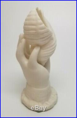 Antique Pottery Parian Ware Victorian Right Child's Hand Vase 5.25 SEA SHELL