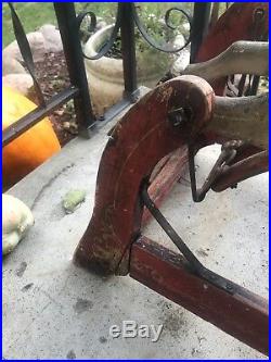 Antique Primitive Victorian Hand-Crafted Wooden Rocking Horse with Original Pain