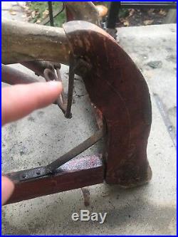 Antique Primitive Victorian Hand-Crafted Wooden Rocking Horse with Original Pain
