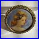 Antique Rare Portrait of French Woman Hand Painting Miniature Pin Brooch