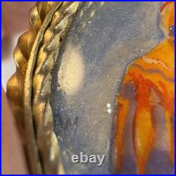 Antique Rare Portrait of French Woman Hand Painting Miniature Pin Brooch