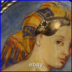 Antique Rare Portrait of La Grande Odalisque Hand Painting Miniature Pin Brooch