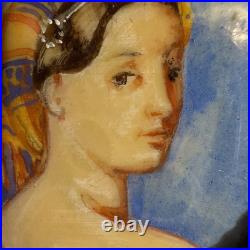 Antique Rare Portrait of La Grande Odalisque Hand Painting Miniature Pin Brooch