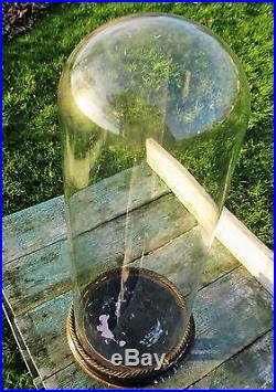 Antique Round Hand Blown Glass Dome Globe Steampunk Taxidermy Clock 19.25