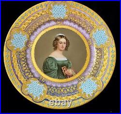 Antique Royal Vienna Hand painted porcelain plate Portrait of Lady signed Wagner