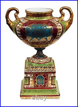 Antique Royal Vienna Victorian Gold Gilt Hand Painted Art Pedestal Urn Austria