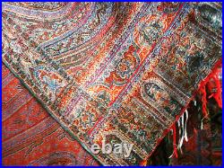 Antique Scottish Hand-woven Paisley Long Crinoline Shawl