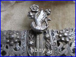 Antique Silver Buckle Victorian Hand Jewelry, Large 8.25'' Buckle