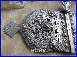 Antique Silver Buckle Victorian Hand Jewelry, Large 8.25'' Buckle