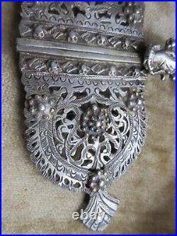 Antique Silver Buckle Victorian Hand Jewelry, Large 8.25'' Buckle