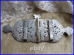 Antique Silver Buckle Victorian Hand Jewelry, Large 8.25'' Buckle