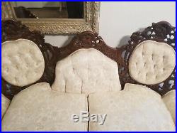Antique Solid Hardwood Hand Carved Italian Sofa Set Sofa Loveseat Victorian rare