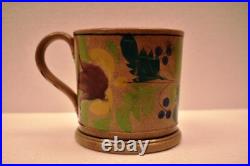 Antique Spongeware Pottery Large Mug Tankard Early Victorian Hand Painted Rare