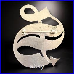 Antique Sterling Silver Monogram Brooch C Clasp Hand Engraved Victorian Letter S