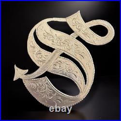 Antique Sterling Silver Monogram Brooch C Clasp Hand Engraved Victorian Letter S