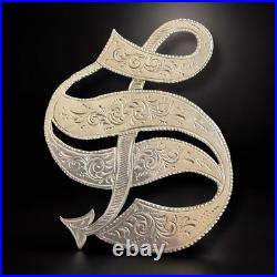 Antique Sterling Silver Monogram Brooch C Clasp Hand Engraved Victorian Letter S