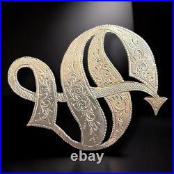 Antique Sterling Silver Monogram Brooch C Clasp Hand Engraved Victorian Letter S