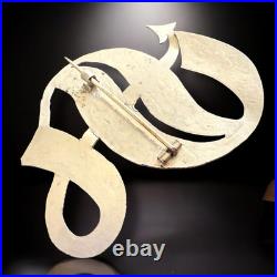 Antique Sterling Silver Monogram Brooch C Clasp Hand Engraved Victorian Letter S
