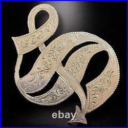 Antique Sterling Silver Monogram Brooch C Clasp Hand Engraved Victorian Letter S