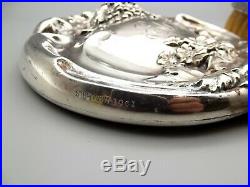 Antique Sterling Silver Victorian Chased Hand Mirror Hair Brush Ornate Repousse