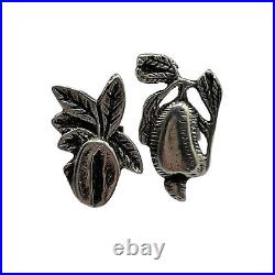 Antique Sterling Silver Victorian Hand Fruit Pear Coffee Cufflinks Cuff Links