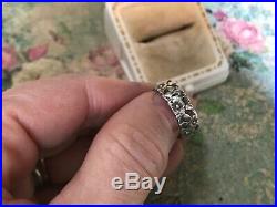 Antique Sterling Victorian Forget Me Not Flower Hand Wrought Ring Band Size 6