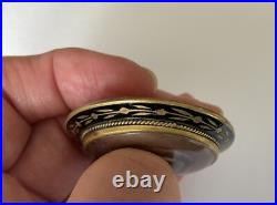 Antique Unusual Queen Louise Hand Painted Oval Porcelain Black Enamel Frame