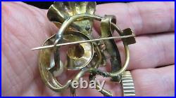 Antique VICTORIANFlower Brooch/PinSolid 14K Yellow Gold Hand EngravedC. 1850