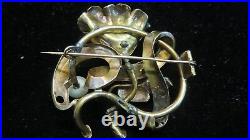 Antique VICTORIANFlower Brooch/PinSolid 14K Yellow Gold Hand EngravedC. 1850