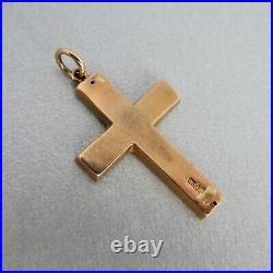 Antique VICTORIAN 9ct Gold Beautiful Hand Engraved IVY & SCROLL CROSS PENDANT