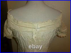 Antique VICTORIAN Edwardian Under DRESS Hand Embroidered Cotton XS Wearable